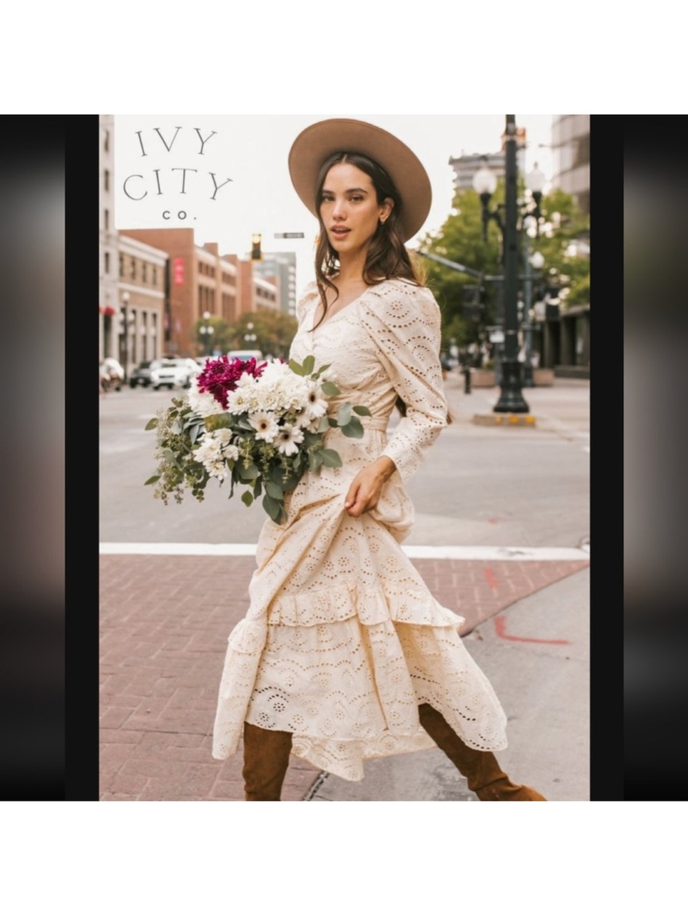 Ivy City Co Ava Eyelet Ivory Cream Dress